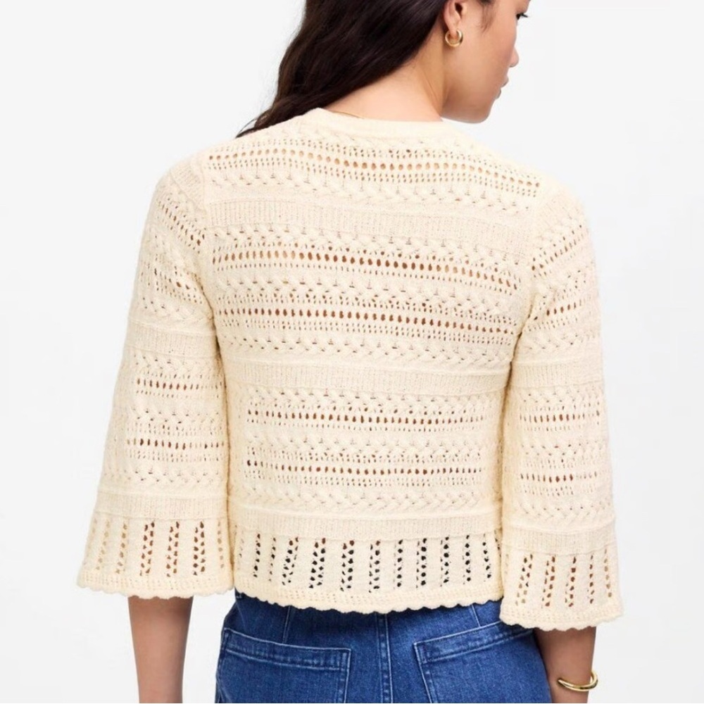 Madewell Scalloped-Trim Sweater Tee, Ivory Size - Picture 2 of 7